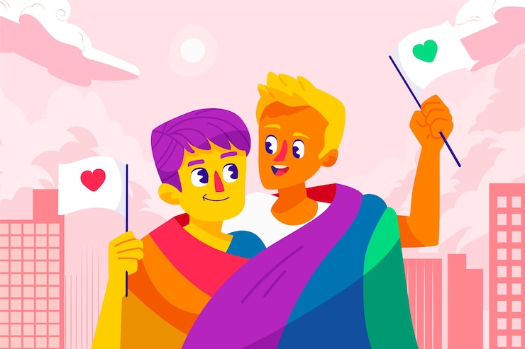 Flat Pride maand viering illustratie