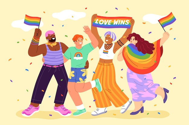 Flat Pride maand viering illustratie