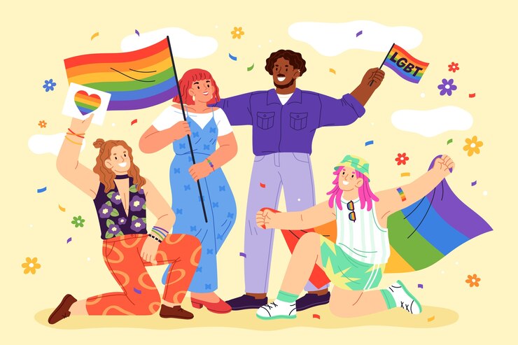 Flat Pride maand viering illustratie