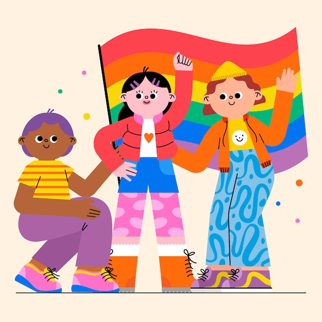 Flat Pride maand viering illustratie