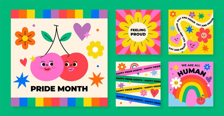 Flat Pride maand viering instagram posts collectie
