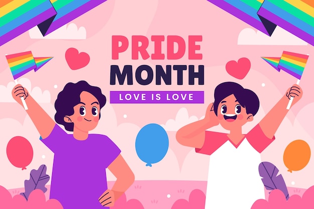 Flat pride month celebration background