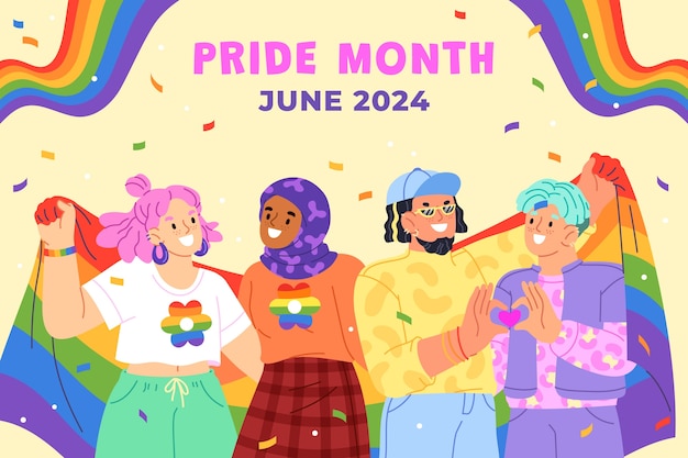 Flat pride month celebration background