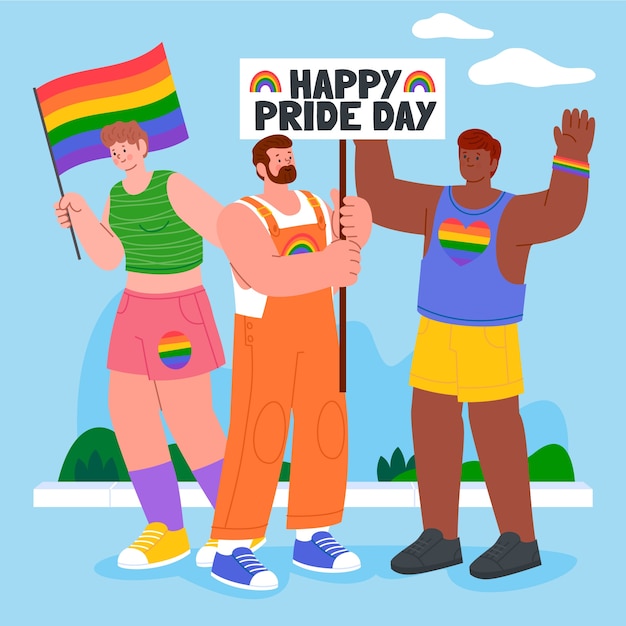 Vector flat pride month celebration illustration