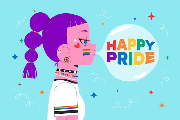 Vector flat pride month celebration illustration