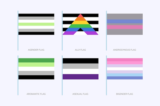 Vector flat pride month flags collection