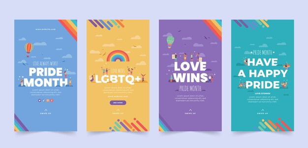 flat pride month instagram stories collection