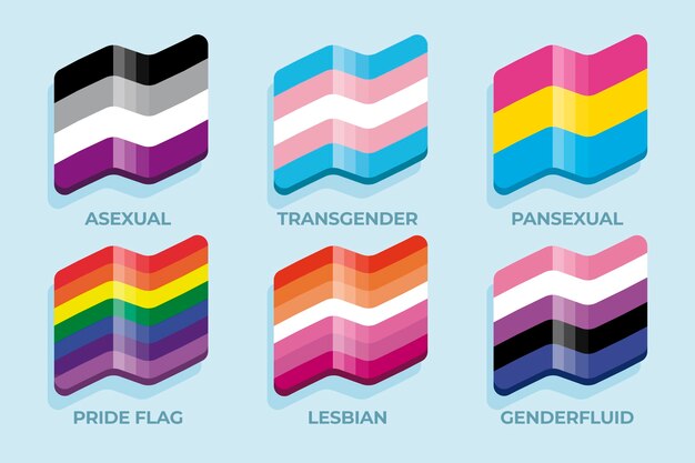 Flat pride month lgbt flags collection