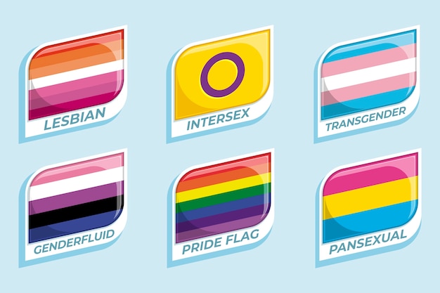 Vector flat pride month lgbt flags collection