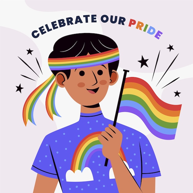 flat pride month lgbt illustration