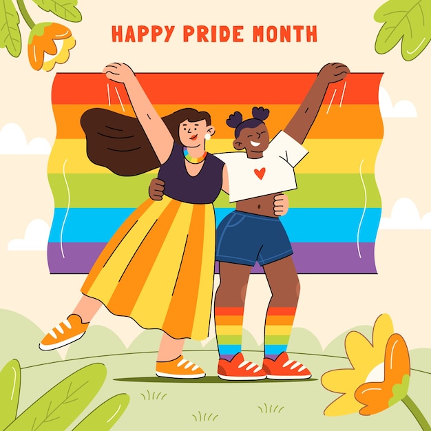 Illustrazione di lgbt del mese dell'orgoglio piatto