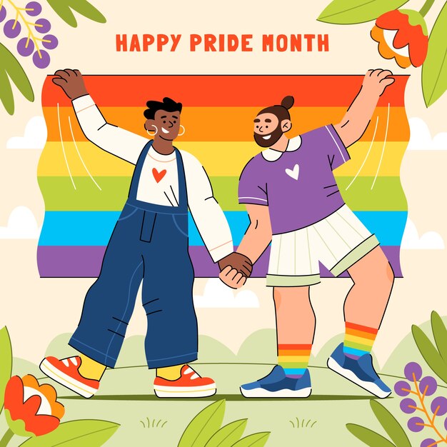 Vector flat pride month lgbt illustration