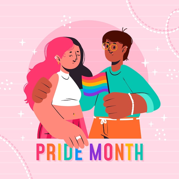 flat pride month lgbt illustration
