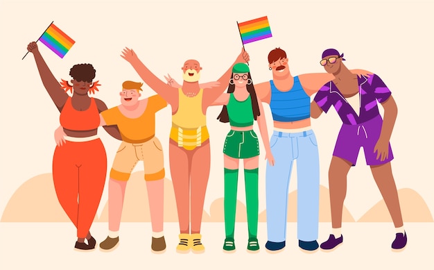 Illustrazione di lgbt del mese dell'orgoglio piatto