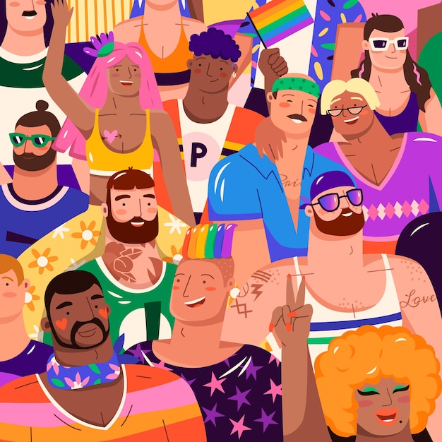 Vettore illustrazione di lgbt del mese dell'orgoglio piatto