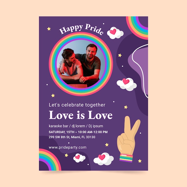 Vector flat pride month vertical poster template