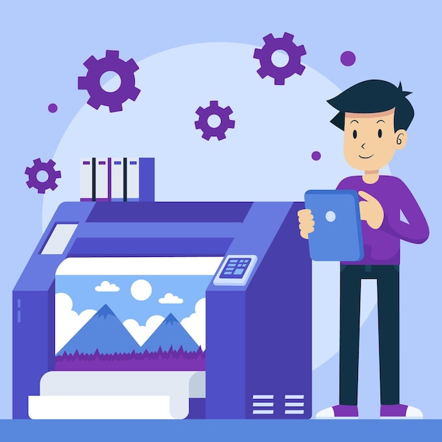 Vector flat printing industry illustration