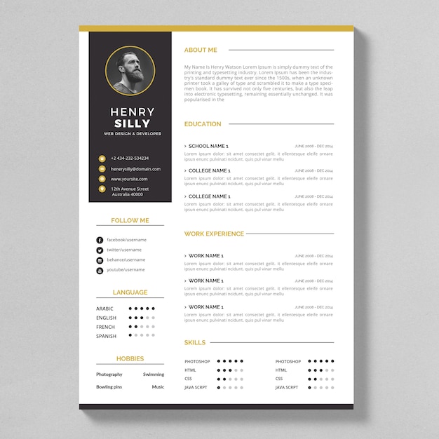 Flat professional curriculum template