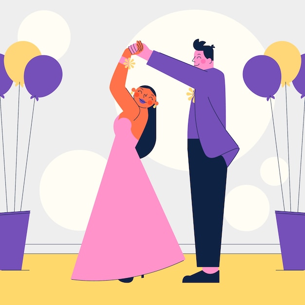 Vector flat prom illustration