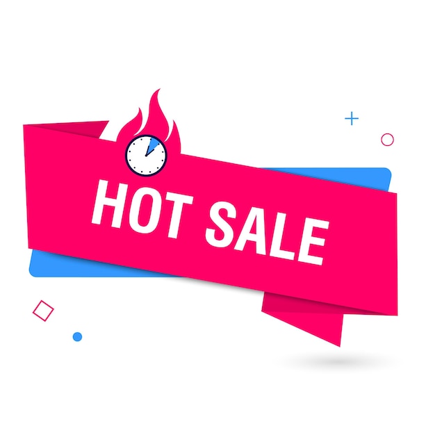 Плоская реклама огненный баннер ценник горячая распродажа цена предложения горячая распродажа значок векторная иллюстрация