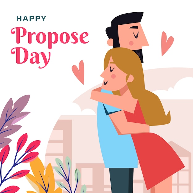 Flat propose day illustration