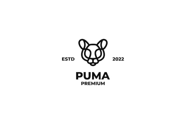 Flat puma head logo design vector