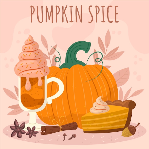 Vector flat pumpkin spice illustration