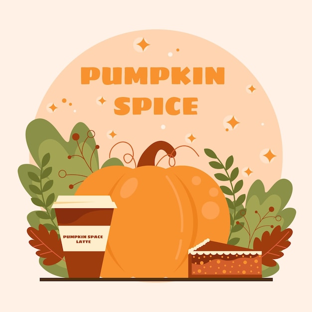 Vector flat pumpkin spice illustration