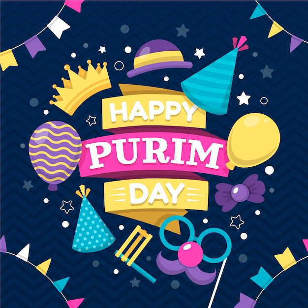 Vector flat purim illustration