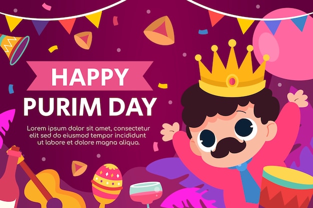 Flat purim illustration