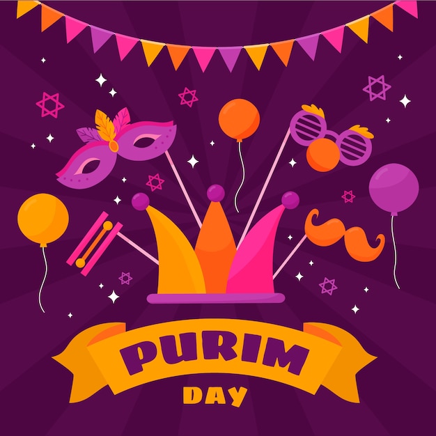 Vettore illustrazione di purim piatto