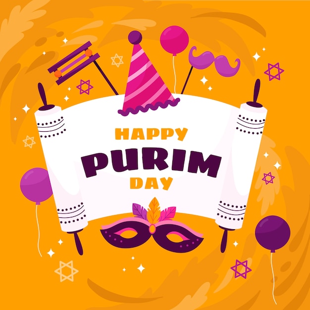 Illustrazione di purim piatto