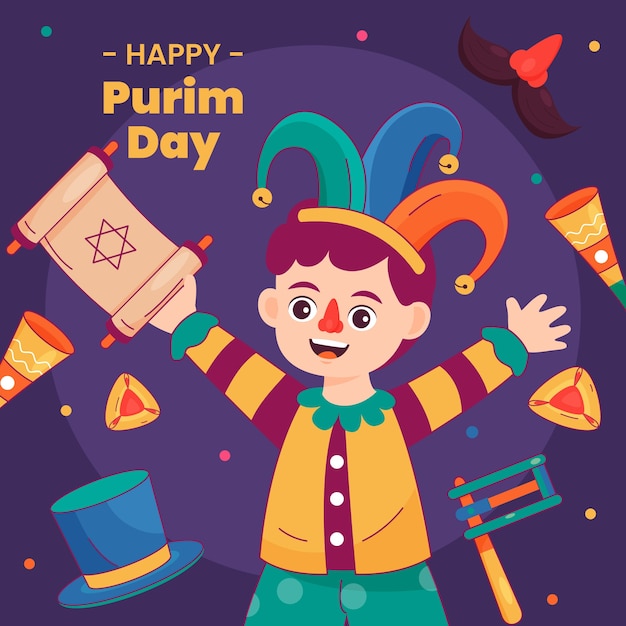 Vector flat purim illustration