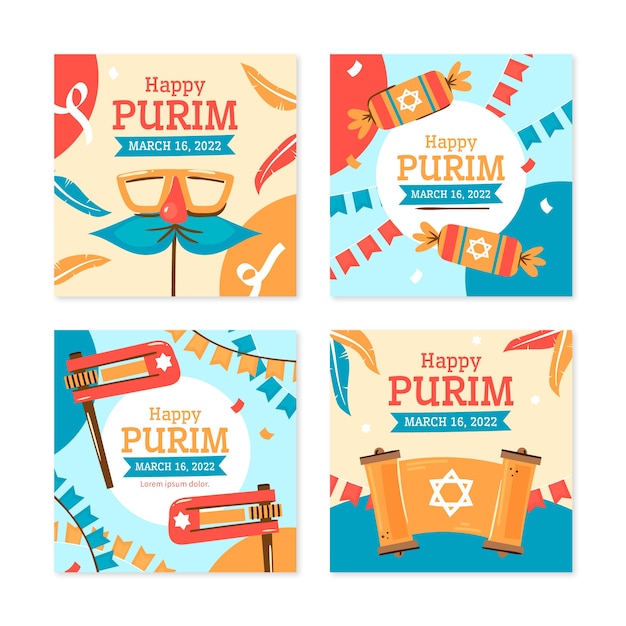 Flat purim instagram posts collection