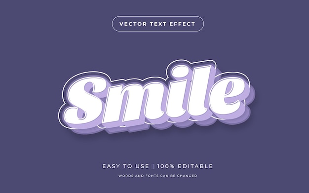 Vettore effetto testo sorriso piatto viola