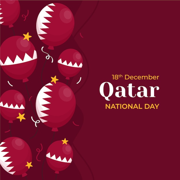 Vector flat qatar national day illustration