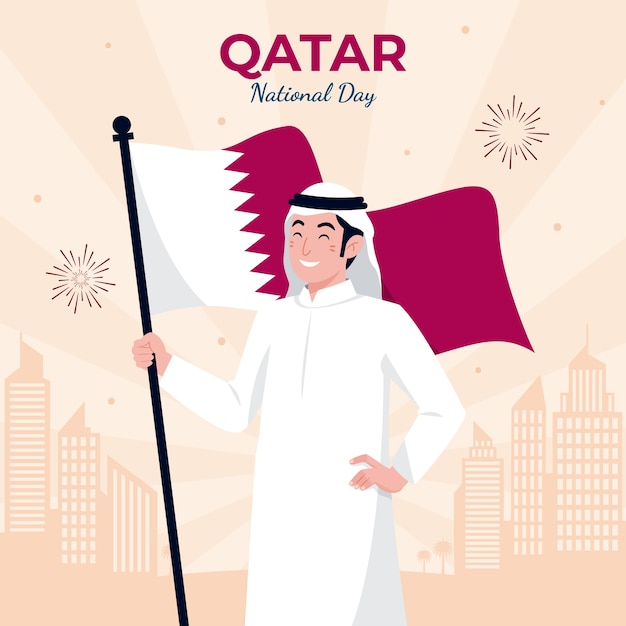 Illustrazione della giornata nazionale del qatar piatto