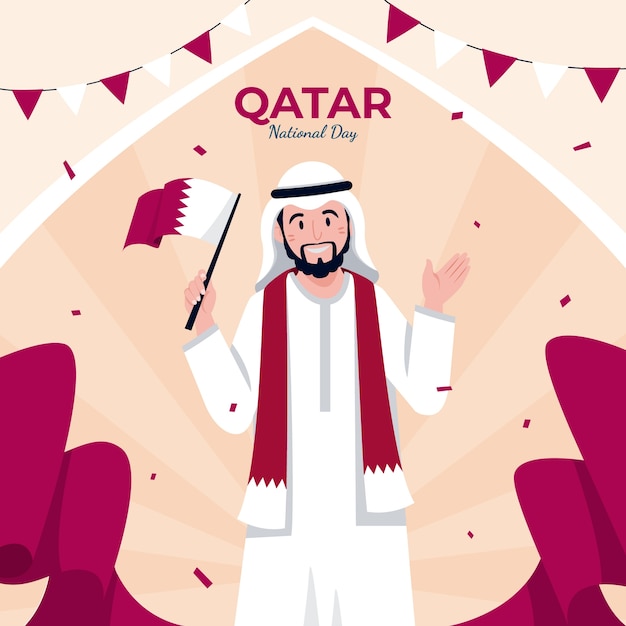 Vettore illustrazione della giornata nazionale del qatar piatto