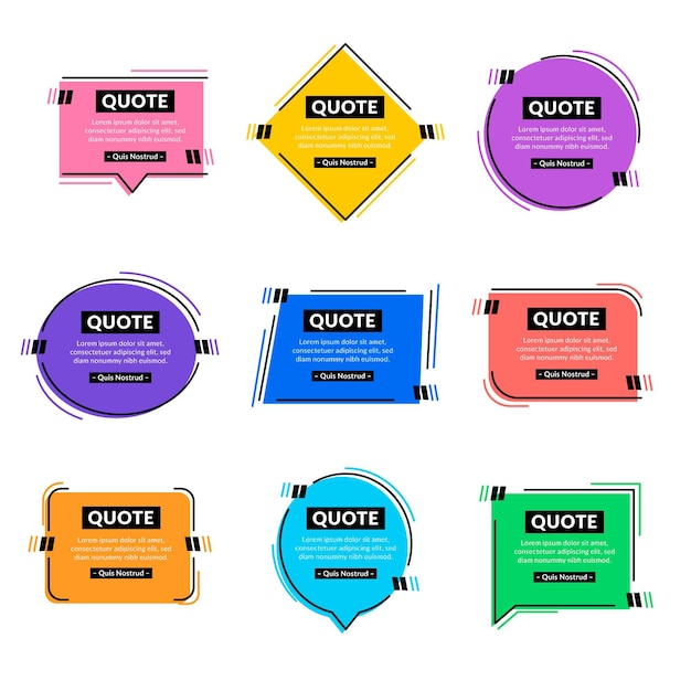 Vector flat quote box frame collection