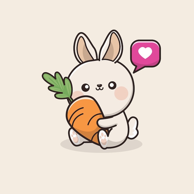 Flat rabbit with carrot