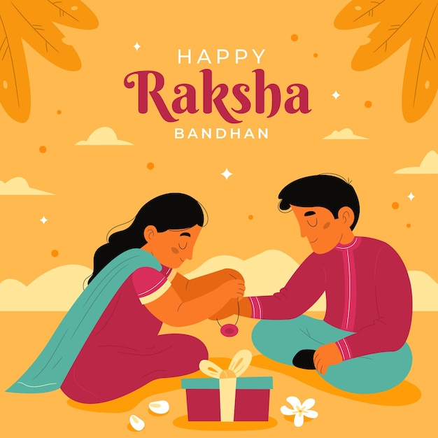 부부와 현재와 평면 Raksha Bandhan 그림