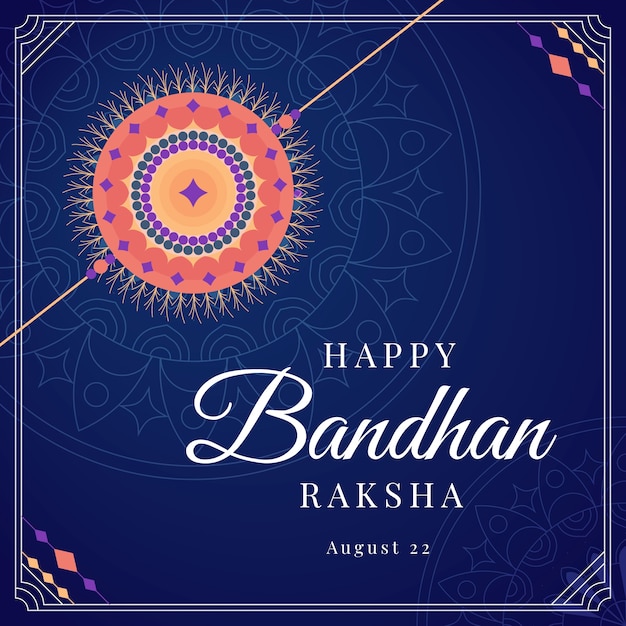 Vector flat raksha bandhan illustration with talisman