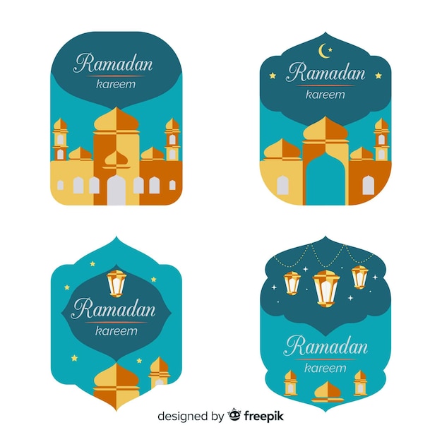 Vector flat ramadan badge collection