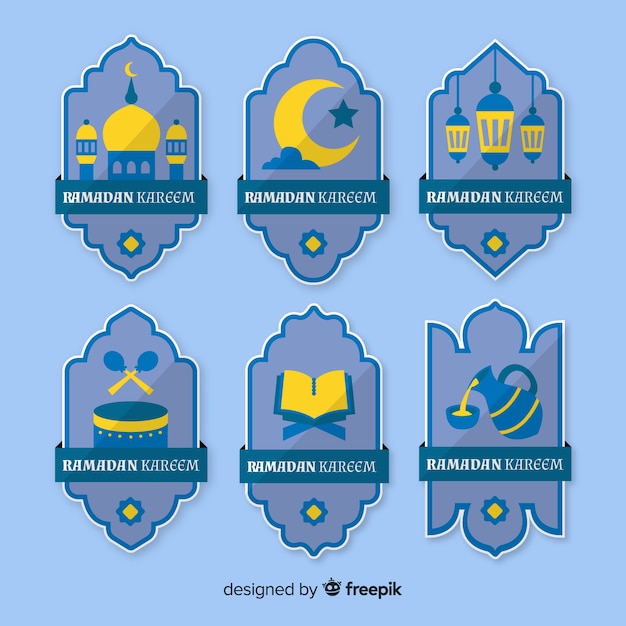 Vector flat ramadan badge collection