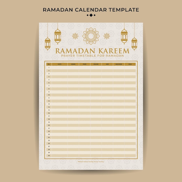 Flat ramadan calendar design template