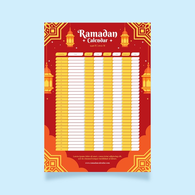 Vector flat ramadan calendar template