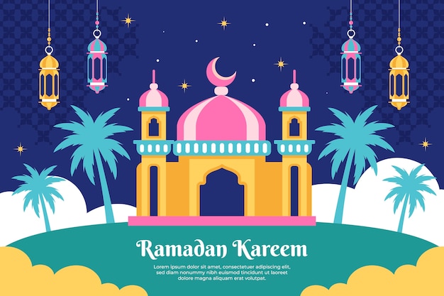 Flat ramadan celebration background