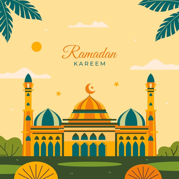 Плоская иллюстрация празднования рамадана