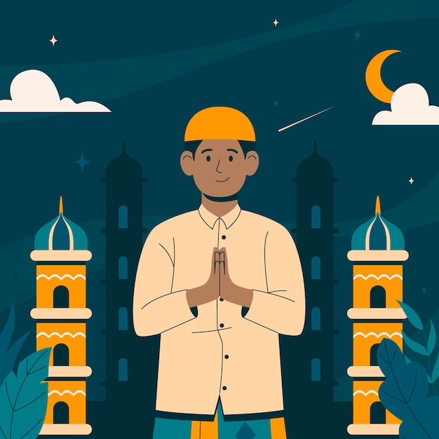 Flat ramadan celebration illustration