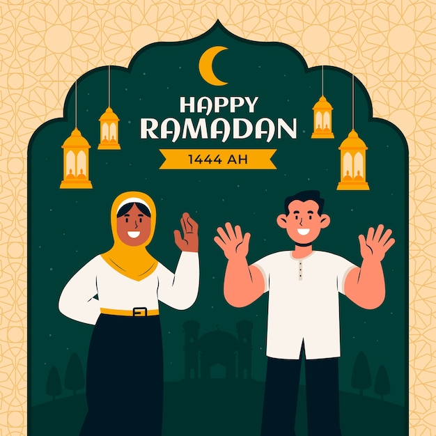 Flat ramadan celebration illustration